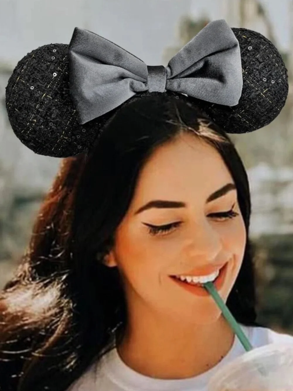 NWT DISNEY PARKS Japan Tokyo Disney Resort Black Bow Mickey Minnie Ears Headband